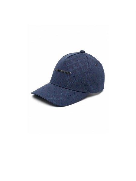 cappello da baseball emporio armani in tessuto blu jacquard logo 627924cc985