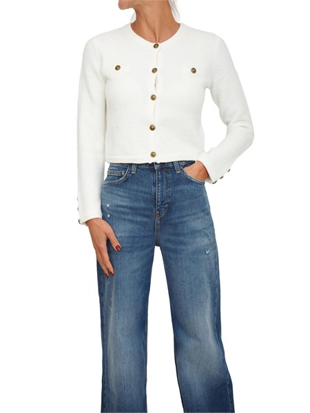 cardigan guess jeans donna in maglia bianca con bottoni w5br0az4040