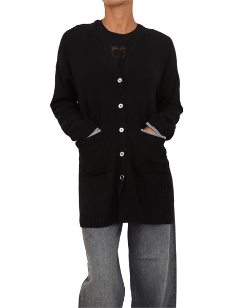 cardigan lungo pinko in lana e cashmere nero tasmaniaa2q9