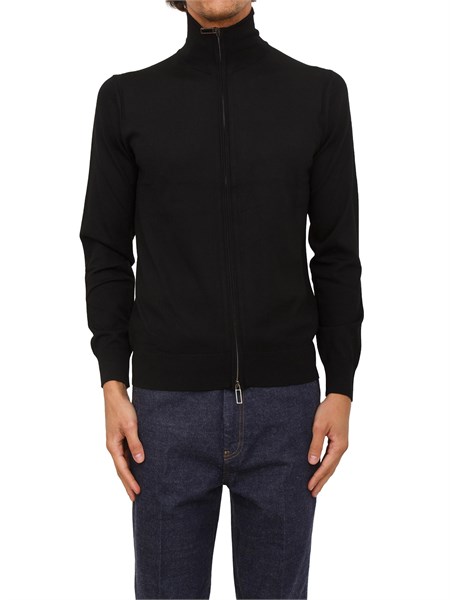 cardigan paolo pecora in lana nera con zip a050f001
