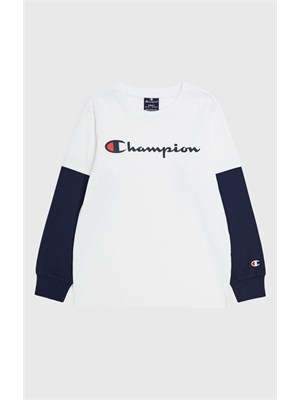 CHAMPION CHAMPION 306503 Ww001 T-Shirt Man Lunga Blu-Bianco Bambino in T-shirt