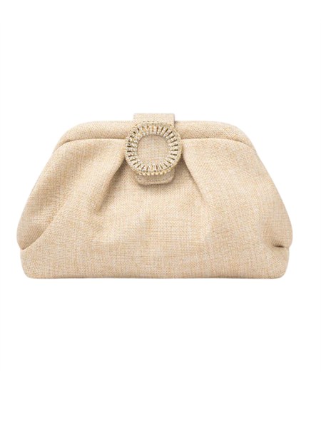 clutch bakios twenty fourhaitch in rafia oro fibbia gioiello bakios