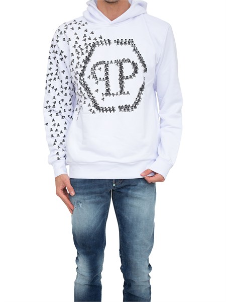 felpa uomo philipp plein bianco mjb2948pjo002n