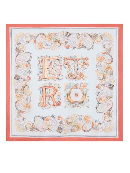 foulard etro stampa paisley in seta azzurra e corallo waxa0008ake57