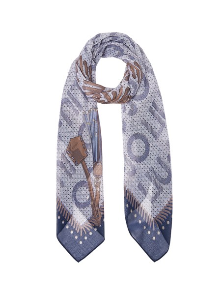 foulard grande liu jo donna logo lettering blu 2a6037t2745
