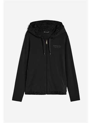 FREDDY FREDDY Wtrs4 N Felpa Capp Zip Nero Donna in Felpe