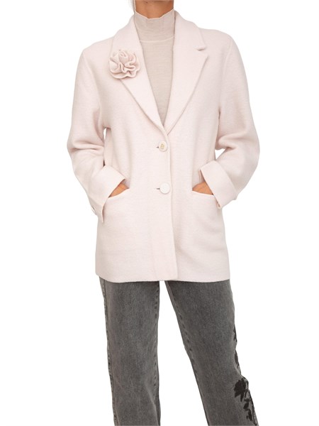 giacca blugirl in maglia di lana rosa con spilla removibile rf5059ma07r