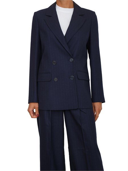 giacca guess jeans donna in misto viscosa blu gessata w5bn59w2422