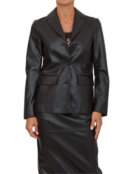 giacca monopetto max mara mm in ecopelle nera albatro