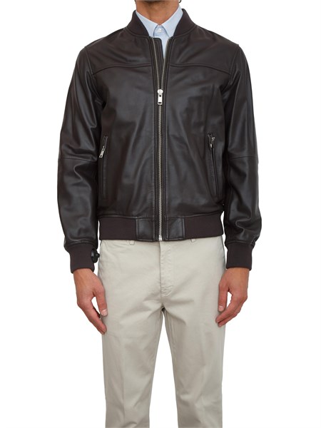 giubbino bomber liu jo uomo in pelle marrone qxx058p0407
