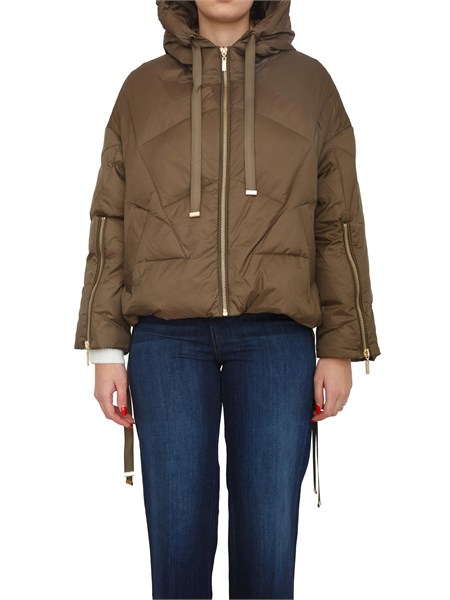 giubbino twinset in nylon trapuntato verde 252tt2060