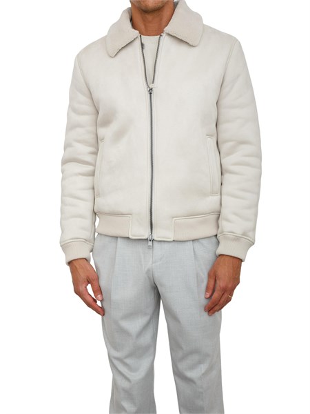 giubbotto bomber antony morato regular fit in tessuto effetto camoscio avorio mmco00934fa210093