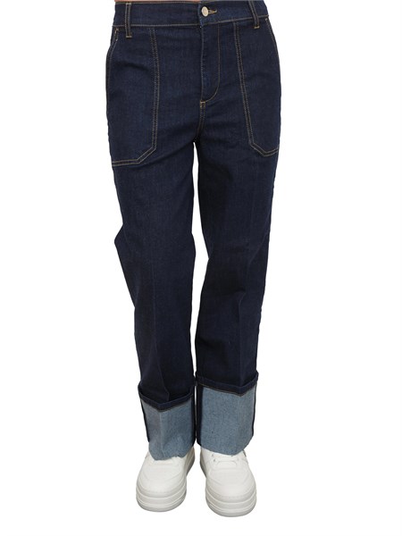 jeans cropped liu jo donna in denim blu con risvolto uf5184d4925