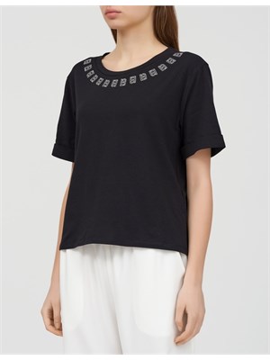 LIU JO LIU JO Ta4135JS003 R9932 T-Shirt Mc Nero Donna in T-shirt