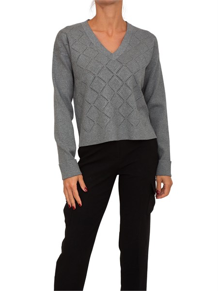 maglia blugirl in viscosa grigia punzonata con strass rf5147ms99e