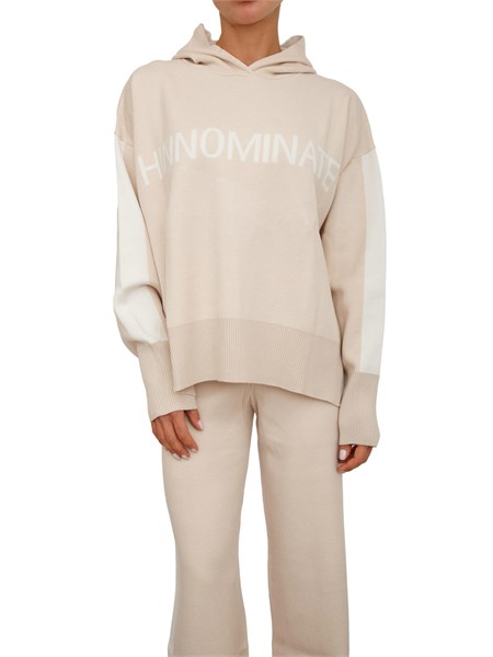 maglia donna hinnominate in misto viscosa beige e bianco hmabw02124mttm0001