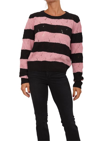 maglia girocollo liu jo donna in misto lana e alpaca rosa mf5420ma58p
