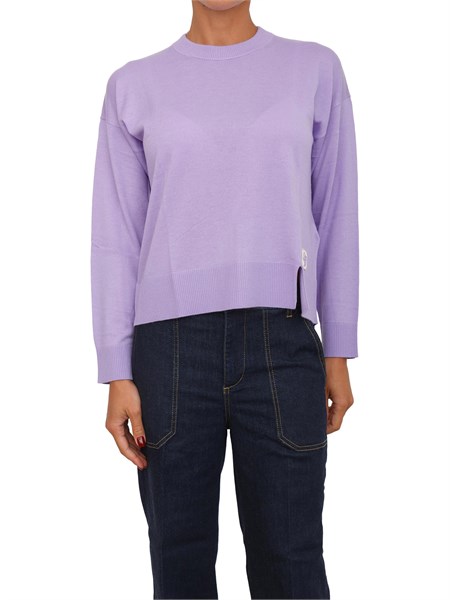 maglia girocollo liu jo donna in misto lana lilla mf5375ma16r