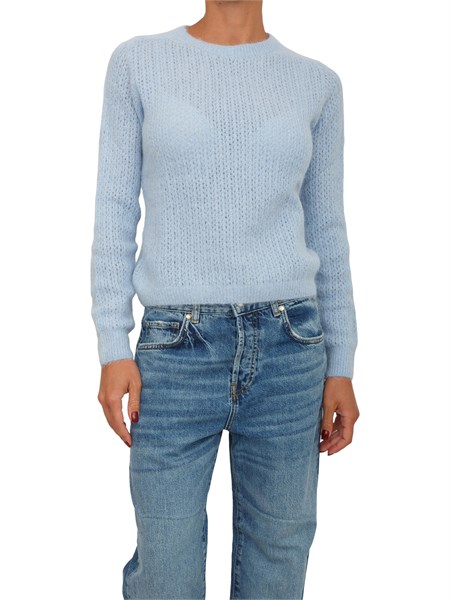 maglia liu jo donna in alpaca e lana celeste con lurex cf5389ma86q