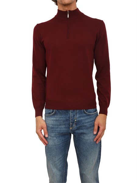 maglia mezza zip manica lunga aiace galassi in pura lana bordeaux 1859006