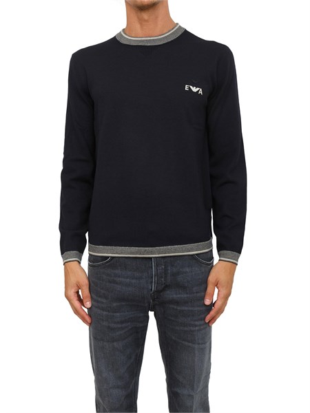 maglia da uomo blu emporio armani in lana vergine em003387af14697