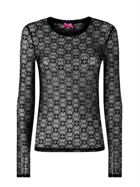 maglietta top rover pinko in pizzo nero logo love birds rovera3mk