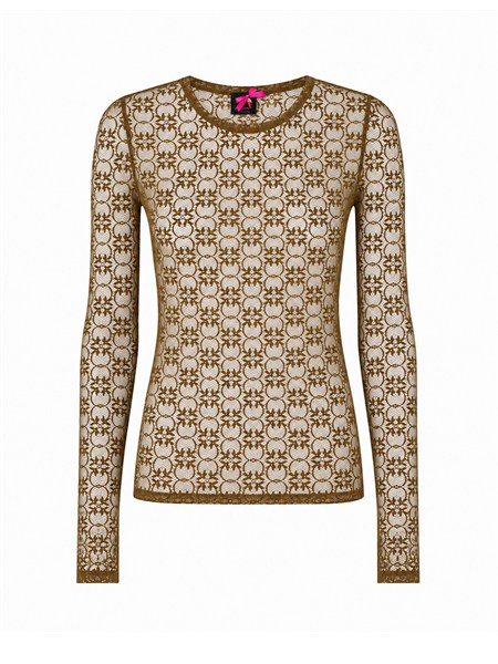 maglietta top rover pinko in pizzo verde logo love birds rovera3mk