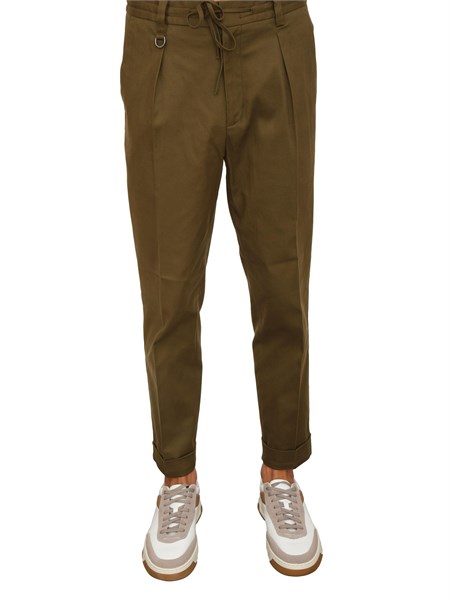 pantalone chino paolo pecora in gabardina verde con coulisse b0215183