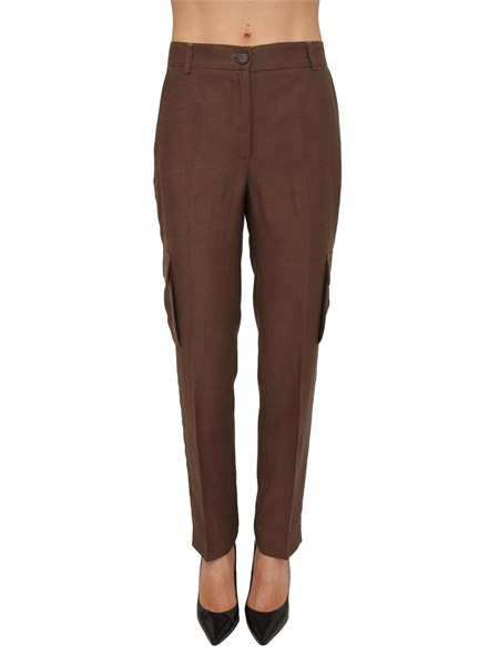 pantaloni blugirl con tasconi laterali in viscosa marrone ra6095t8823