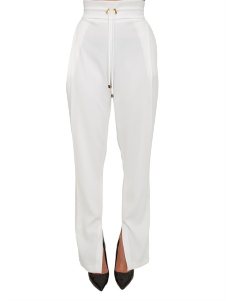 pantaloni elisabetta franchi in crepe avorio con coulisse pa11757e2