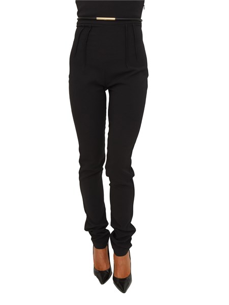 pantaloni elisabetta franchi in crepe nera con cintura pa13457e2