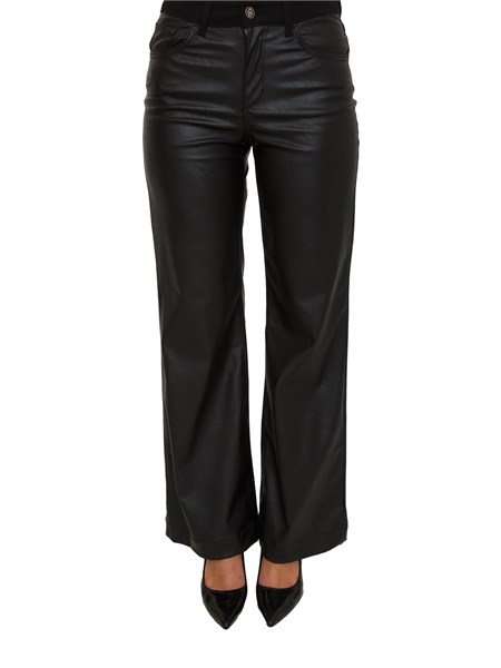 pantaloni flare liu jo in tessuto spalmato effetto pelle nera uf5202e0747