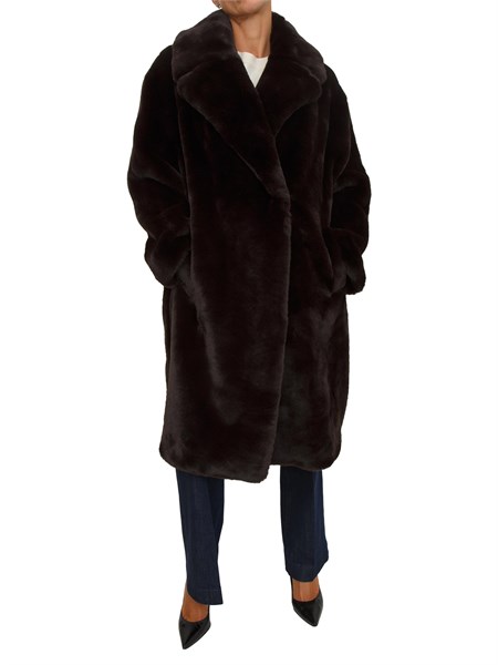 pelliccia guess jeans donna in pelliccia ecologica marrone w5bl95wj110