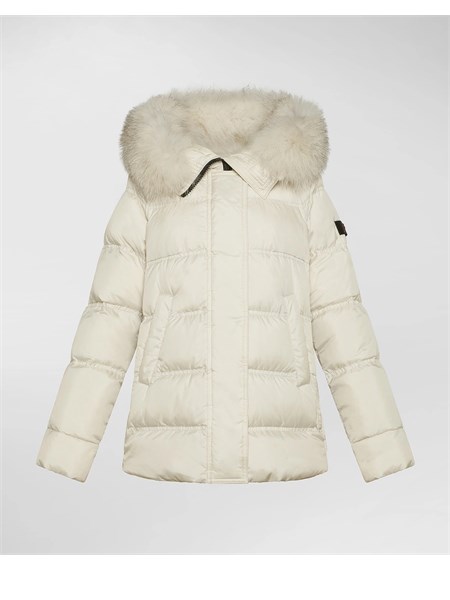 piumino bimba peuterey avorio con cappuccio e zip laterali pkk2149takanmqn03