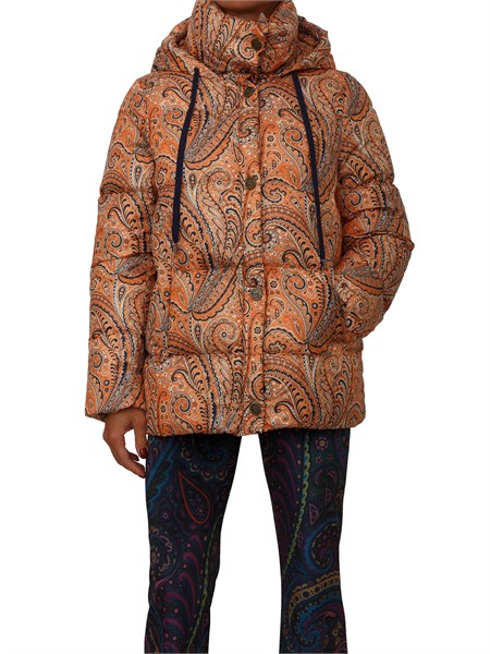 piumino etro donna in tessuto tecnico arancione con paisley multicolor all over wrbb001199saso7