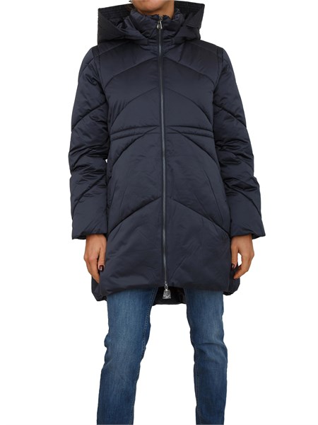 piumino lungo donna nenette in tessuto lucido blu ice