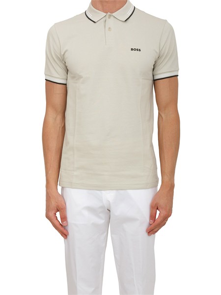 polo boss uomo in cotone elasticizzato beige con profili paul50506193
