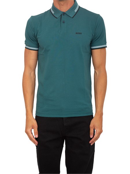 polo boss uomo in cotone petrolio con contrasti paul50506193