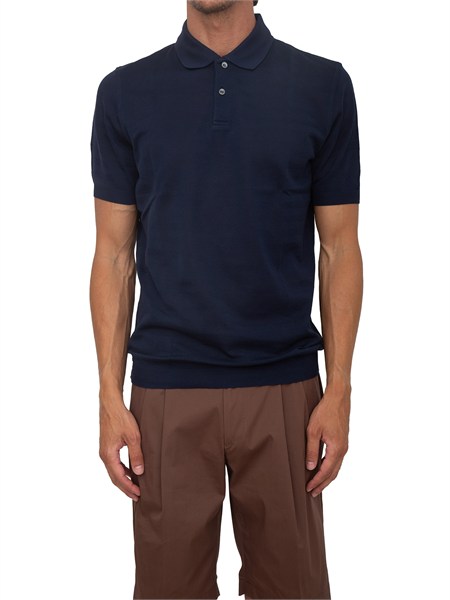 polo corneliani in cotone blu con trama maglia 27m4202725625