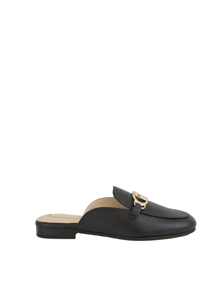 slippers liu jo in pelle nera con logo sa5035px460