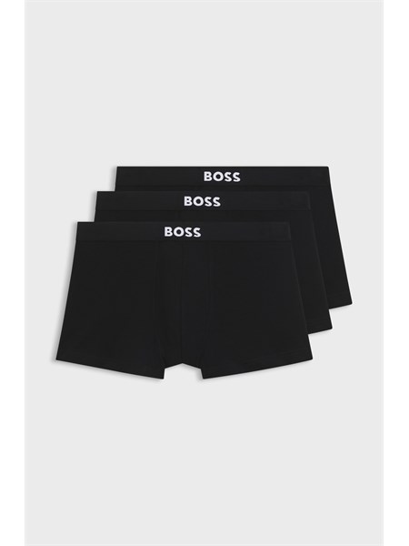 set 3 boxer neri boss uomo in cotone elasticizzato trunk3p50544263