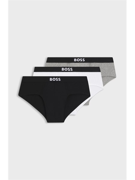 set 3 slip bianco grigio e nero boss uomo in cotone elasticizzato hipbr3p50546561
