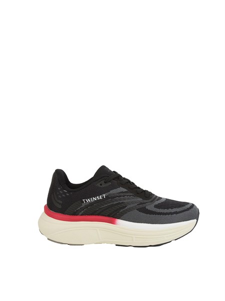 sneakers twinset in tessuto e suede nero 252tcp01e