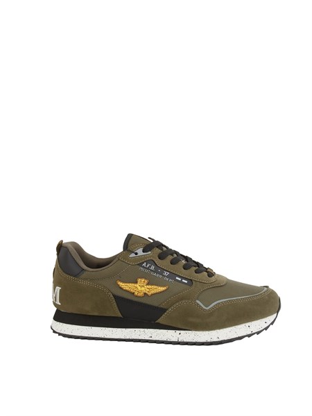 sneakers uomo aeronautica militare in tessuto tecnico verde con inserti suede 252sc0288uct03545