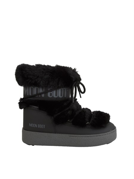 stivale ltrack low faux fur moon boot in pelle ed ecopelliccia neri ltrackfauxfurwp80d2450130