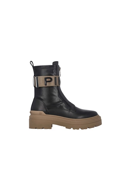 stivali mia pinko in pelle nera e fascia logo mia13sd0219p061