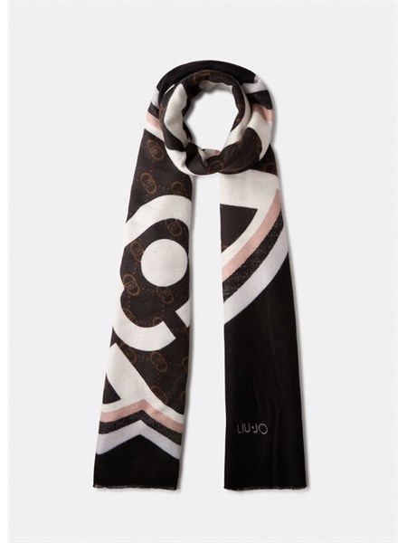stola liu jo donna in viscosa nera stampa fantasia 2f5082t0300