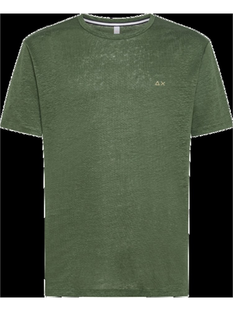 SUN68 SUN68 T34132 37 T-Shirt Mc Linen Verde Uomo