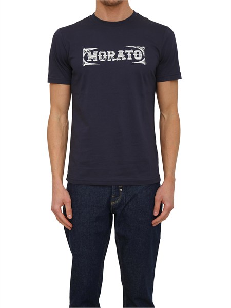 t shirt antony morato in cotone blu stampa logo mmks02677fa100144