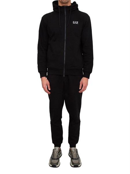 tuta sportiva nera ea7 con cappuccio core identity in misto cotone 8npv68pjvtz